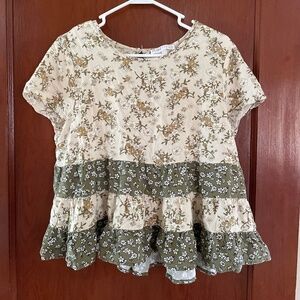Cream & Green Floral Shirt